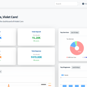 Hospital dashboard with patient and income analytics